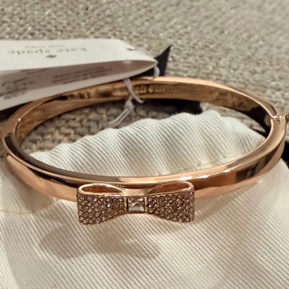 kate spade rose gold-tone crystal ready set bow bangle - Picture 3 of 5